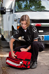 Image showing EMS Professional with Portable Oxygen Unit