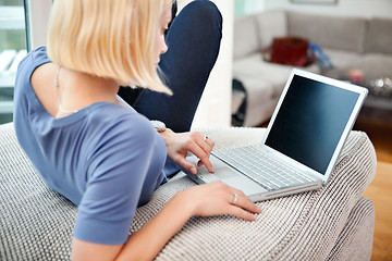 Image showing Blond woman with laptop