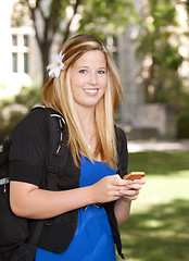 Image showing College Girl with Phone