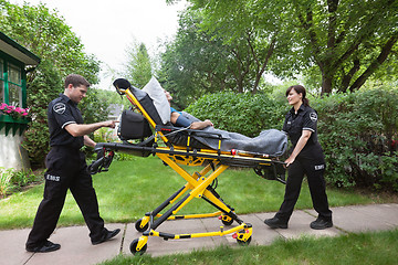 Image showing Senior on Ambulance Stretcher