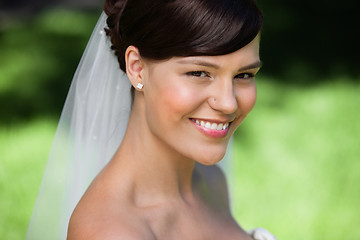 Image showing Beautiful young bride smiling