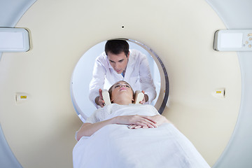 Image showing Woman going through CT test