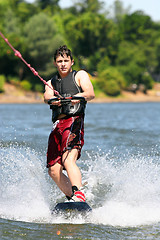 Image showing Young wakeboarder