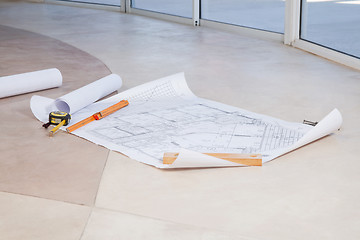 Image showing Blueprint on the floor