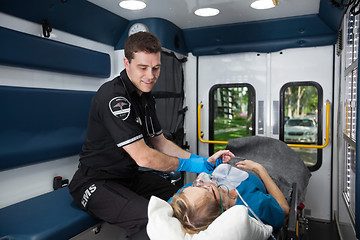 Image showing Taking Pulse in Ambulance