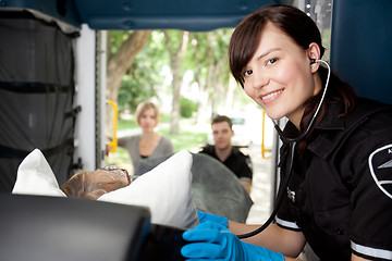 Image showing Paramedic in Ambulance with Patient