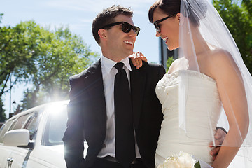 Image showing Wedding Couple with Sunglasses