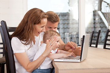 Image showing Family Talking with Video Chat