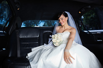 Image showing Bride in Limousine