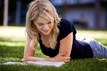 Image showing University Student Studying Outdoors