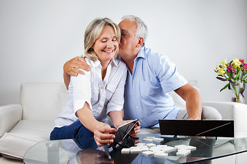 Image showing Elderly Couple Playing Games