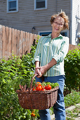 Image showing Happy Senior Woman with Fresh Vegetables