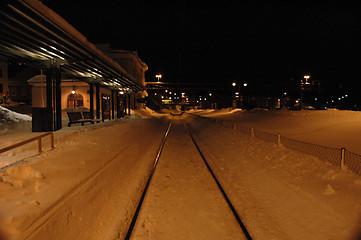 Image showing Night on railwaystation