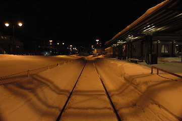 Image showing Night on railwaystation