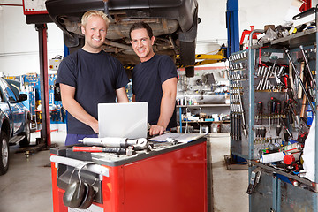 Image showing Portrait of smiling mechanics