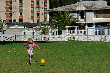 Image showing the girl plays football