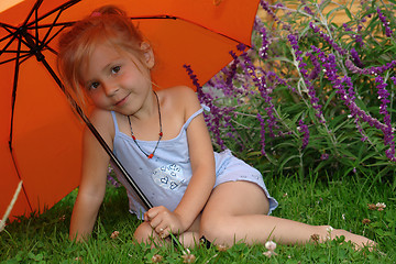 Image showing the girl under umbrella