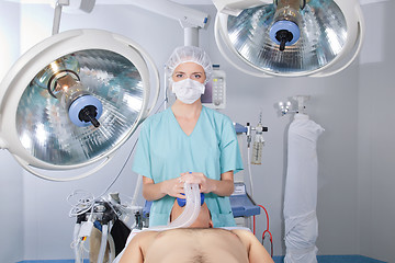 Image showing Anesthetist with Patient