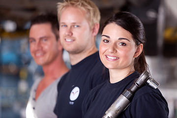 Image showing Mechanic Team with Woman