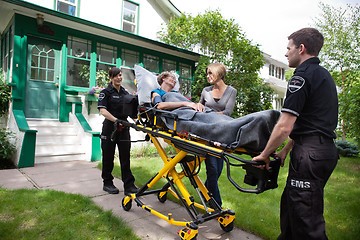 Image showing Senior Woman on Ambulance Stretcher