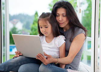Image showing Mother and Daughter with Laptop