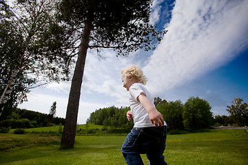 Image showing Child Running Outdoors