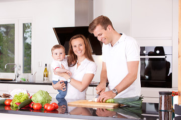 Image showing Family at Home in Kitchen