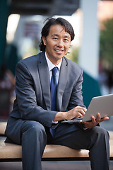 Image showing Portrait of Happy Business Man Outdoors