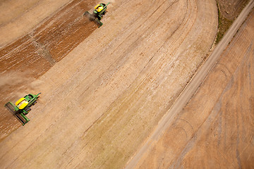 Image showing Two Harvesters in Lentil Field