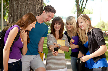 Image showing Students Laughing at Phone
