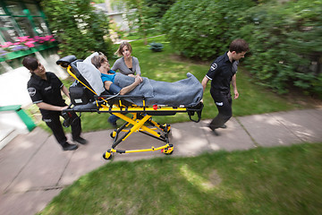 Image showing Senior Woman with Emergency Medical  Help