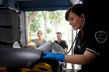 Image showing Paramedic in Ambulance with Patient