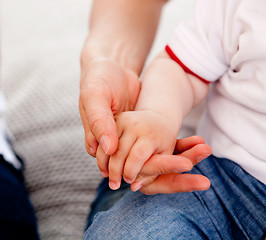 Image showing Mother and Son hands