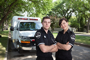 Image showing Paramedic Portrait with Ambulance