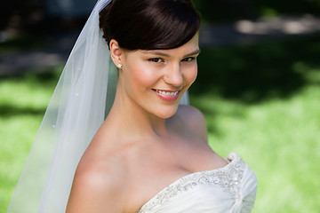 Image showing Pretty young bride smiling