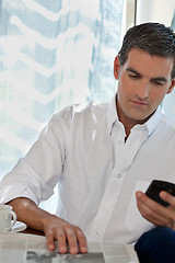 Image showing Casual Man Using Cell Phone