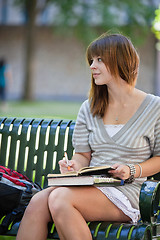 Image showing College Girl Studying