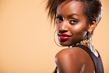 Image showing Model in Studio Looking over Shoulder