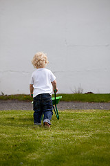 Image showing Boy with Wheelbarrow