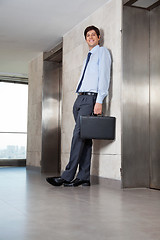 Image showing Male Entrepreneur Standing Near Lift