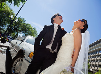 Image showing Wedding Couple Laugh