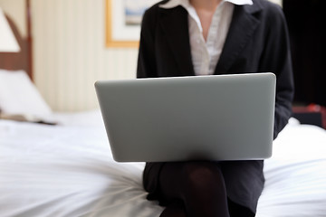 Image showing Businesswoman Working on Laptop