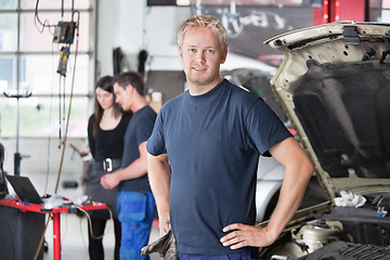 Image showing Portrait of Mechanic in Shop