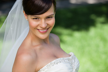 Image showing Attractive young bride smiling