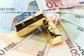 Image showing Gold bars and Euro