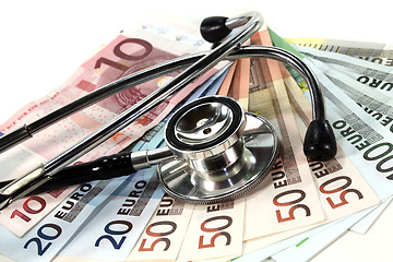 Image showing Stethoscope and Money