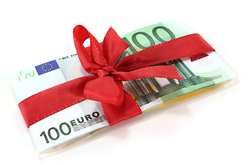 Image showing Euro with red ribbon