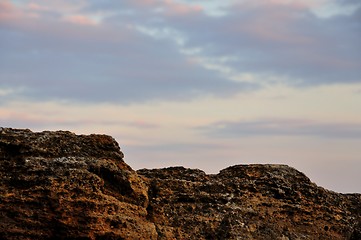 Image showing coquina rock at sunset