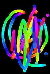 Image showing Abstract and colorful lines on black background 