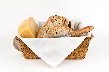 Image showing Traditional bread and cheese.